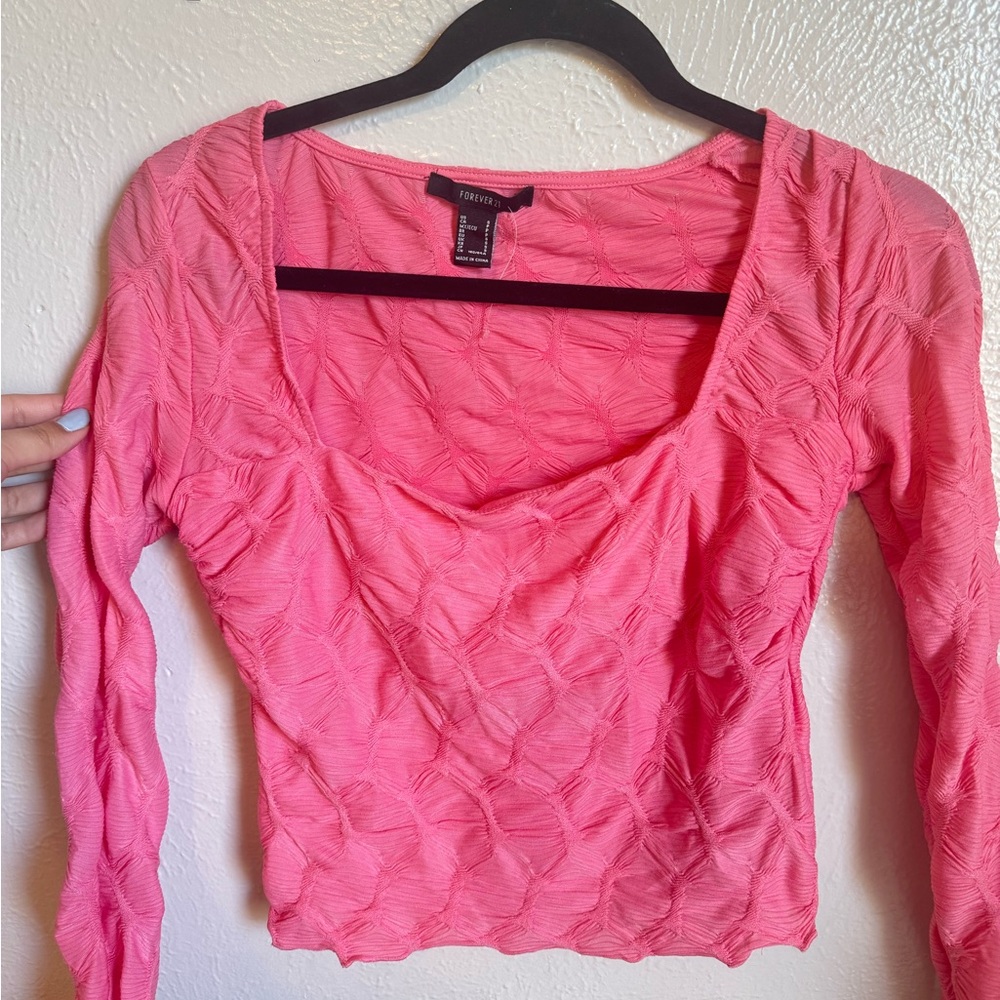 Forever 21 Vibrant Pink Textured Blouse